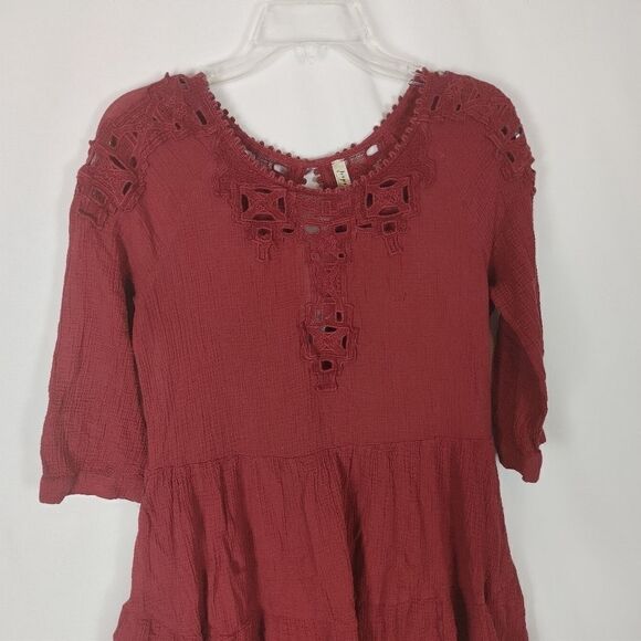 FREE PEOPLE Cut-Out Detail Lace Trim Mini Dress Sc - Picture 4 of 8